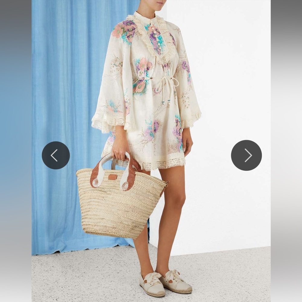 Zimmermann Jude Lace Trim Swing Dress in Bright Floral 0P - Picture 7 of 9